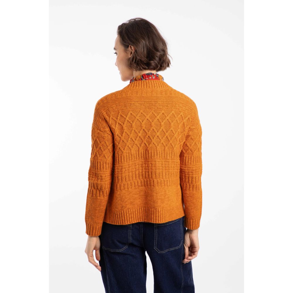 Weird Fish Amiens Eco Mixed Stitch Cardigan - Nut