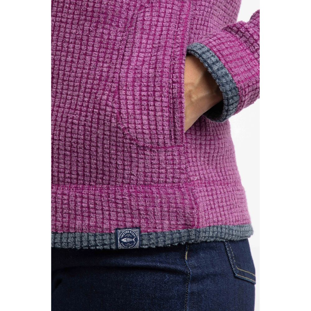 Weird Fish Ariana Full Zip Grid Fleece - Purple Wine