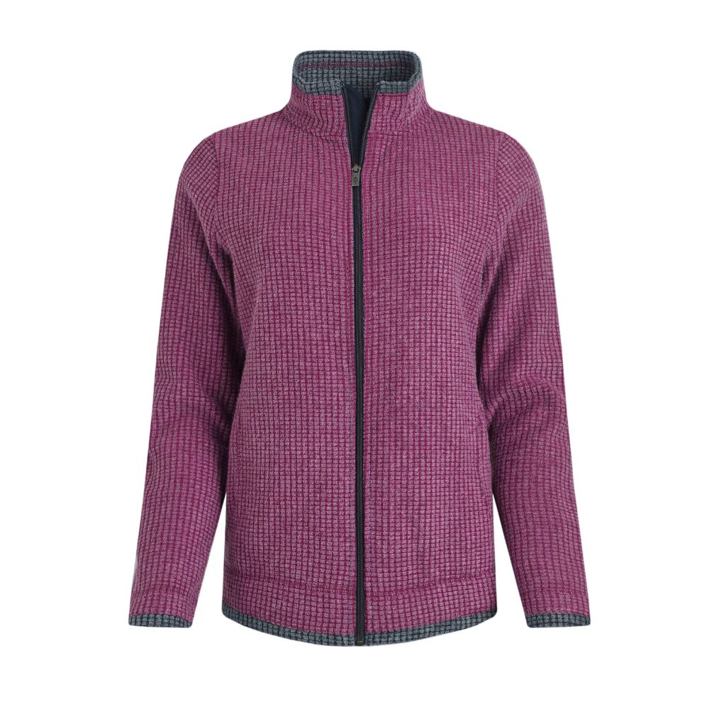 Weird Fish Ariana Full Zip Grid Fleece - Purple Wine