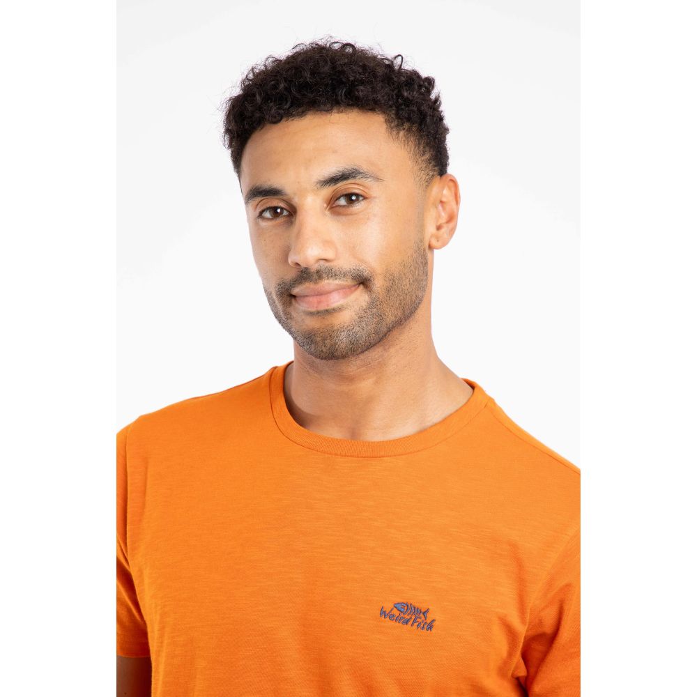 Weird Fish Fished Organic Cotton Branded T-Shirt - Brick Orange