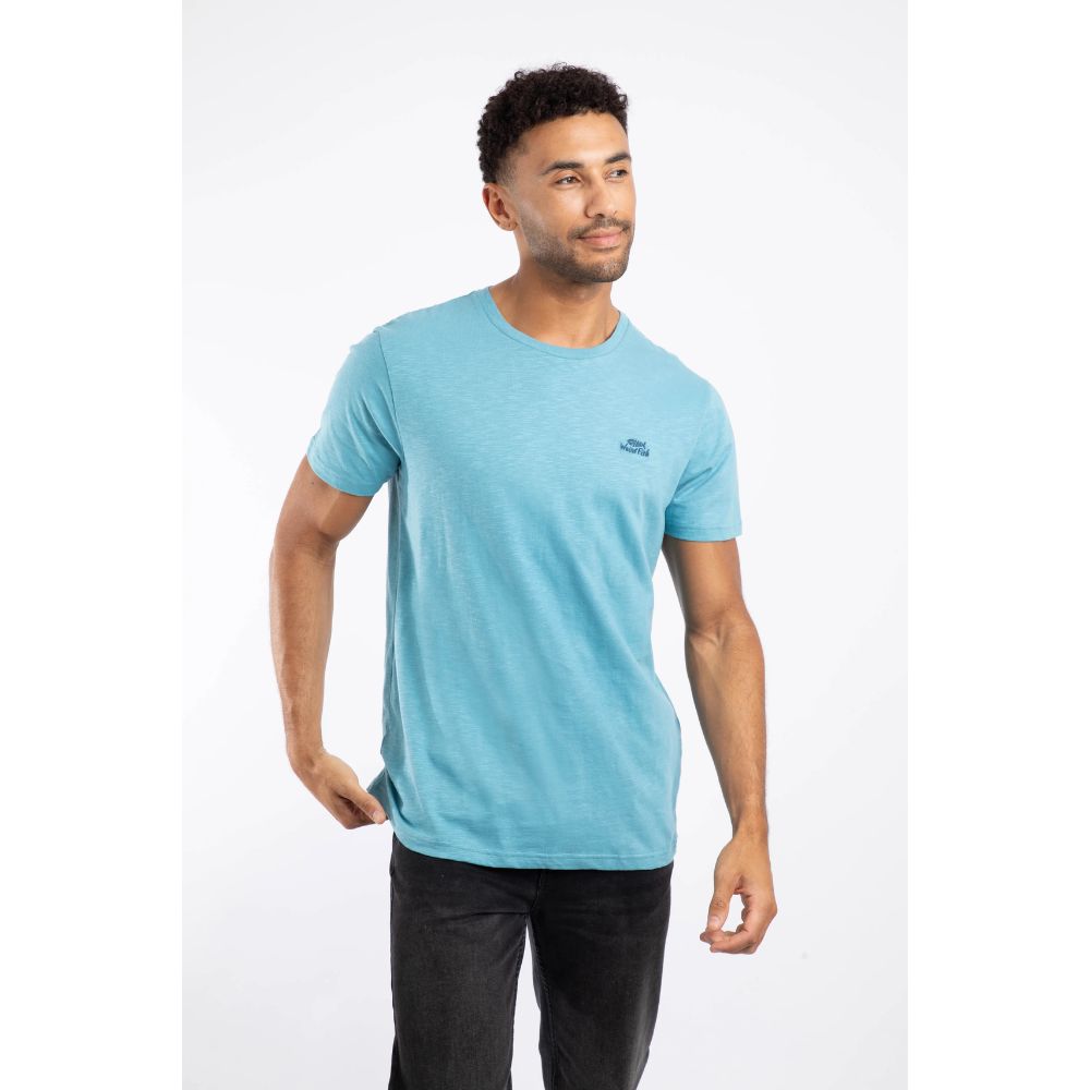Weird Fish Fished Organic Cotton Branded T-Shirt - Smoked Blue