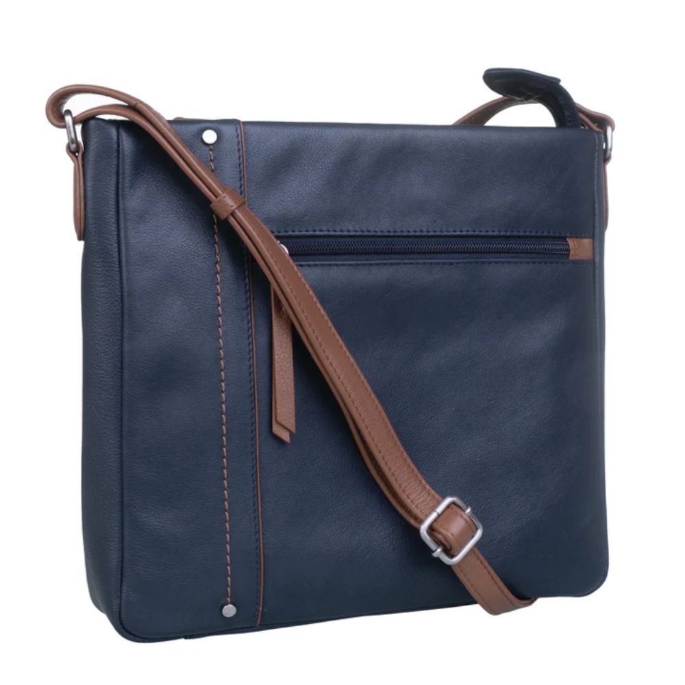 Mala Leather Orta Large Navy  Cross Body Bag