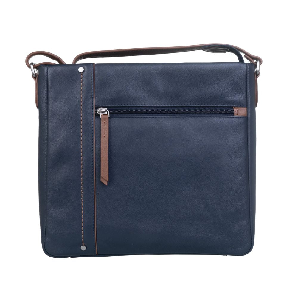 Mala Leather Orta Large Navy  Cross Body Bag