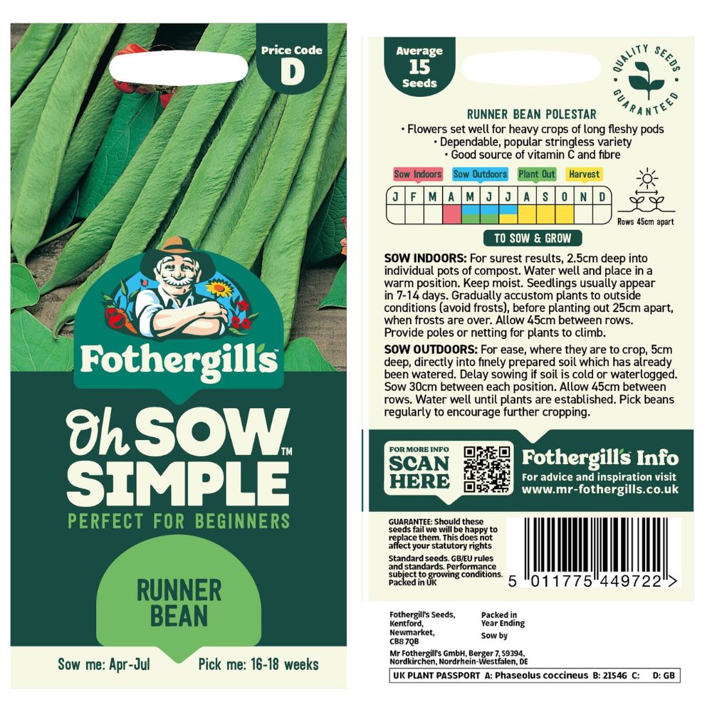 Fothergills Oh Sow Simple Runner Bean – Old Railway Line Garden Centre