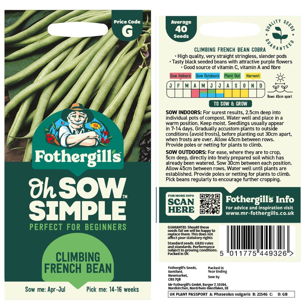 Fothergills Oh Sow Simple Climbing French Bean