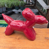 Woodlodge 29cm Glazed Balloon Dog Garden Ornament - Red