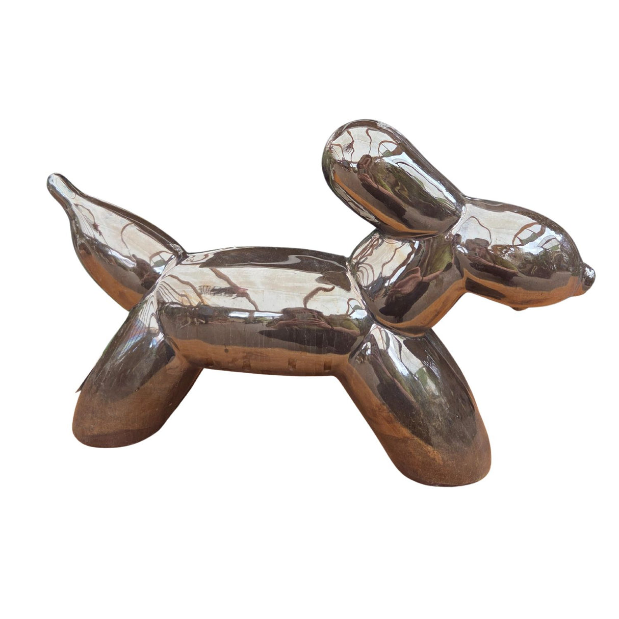 Woodlodge 39.5cm Glazed Balloon Dog Large Garden Ornament - Brown