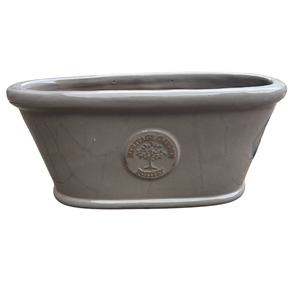Woodlodge 43cm Edotro Glazed Trough Pot - Taupe