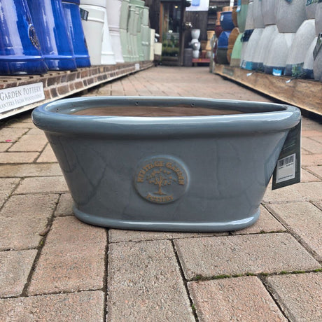 Woodlodge 43cm Edotro Glazed Trough Pot - Stone Blue