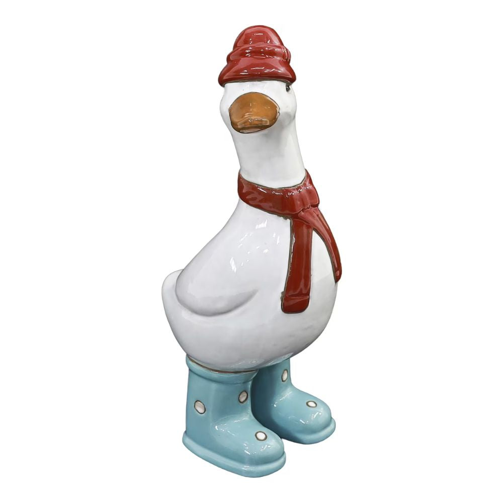 Woodlodge 30cm Glazed Duck with Wellies Boots Ornament