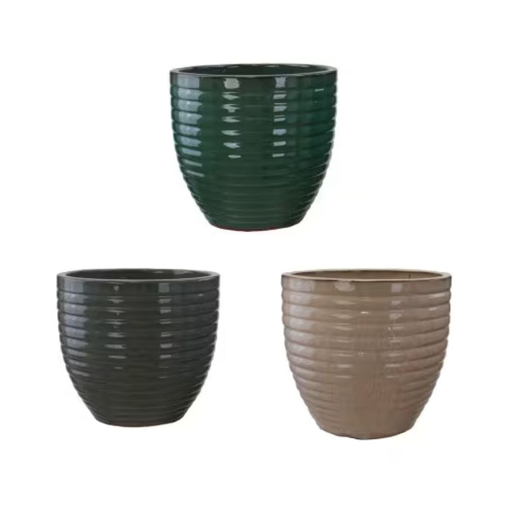Woodlodge 46cm Estetelle Ribbed Glazed Pot - (Choice of 3)