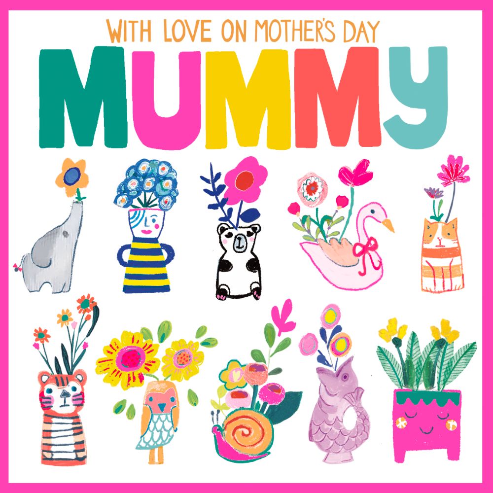 Woodmansterne Mummy Mixed Vases Mother's Day Card