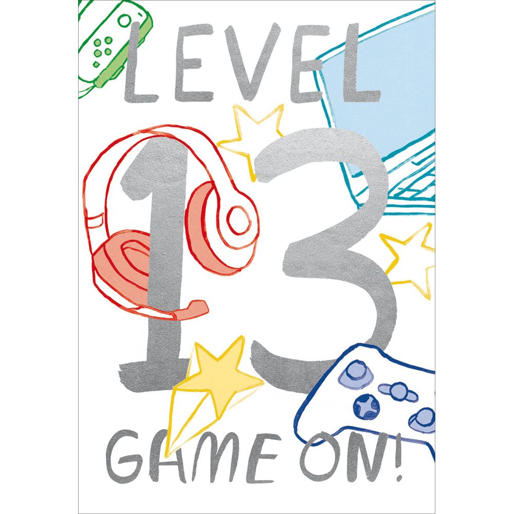 Woodmansterne 13th Game On Level Up Birthday Card