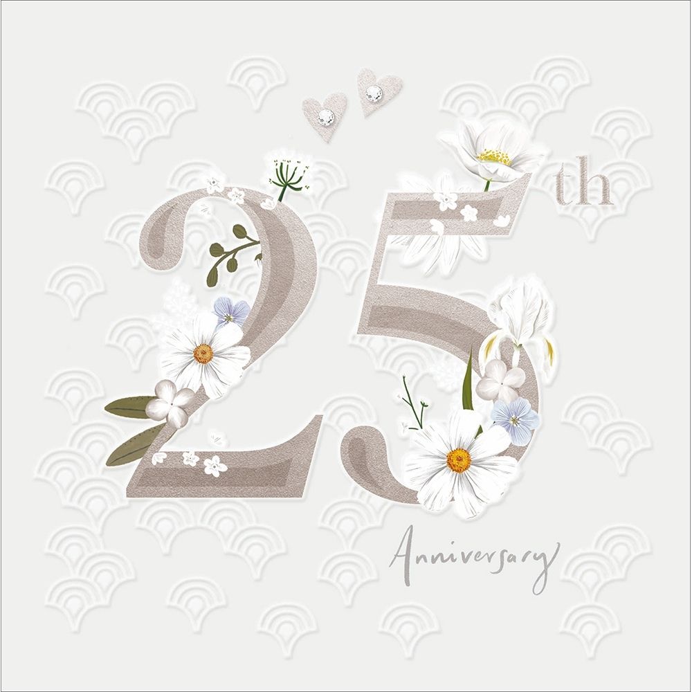 Woodmansterne 25th Floral Silver Anniversary Card