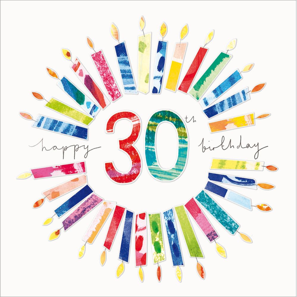 Woodmansterne 30th Colourful Kaleidoscope Candles Birthday Card