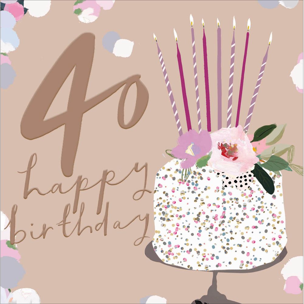 Woodmansterne 40th Floral Cake & Candles Birthday Card