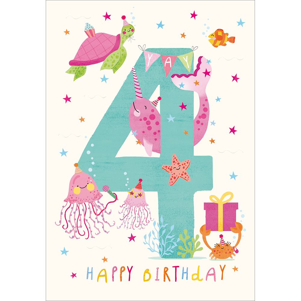 Woodmansterne 4th Sea Critters Wild Birthday Card