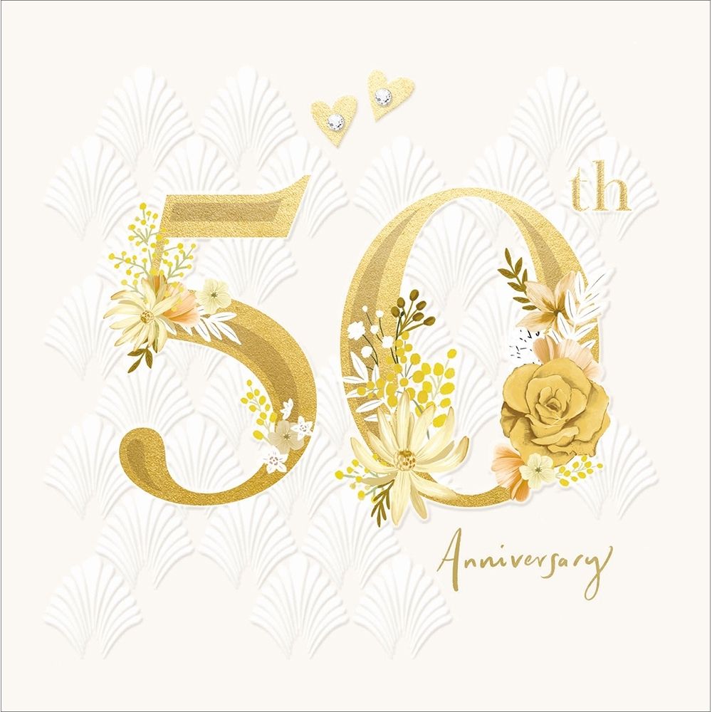 Woodmansterne 50th Floral Golden Anniversary Card