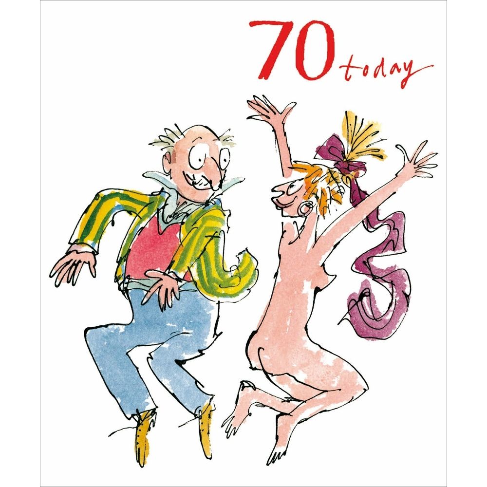 Woodmansterne 70th Nude Jumping for Joy Birthday Card
