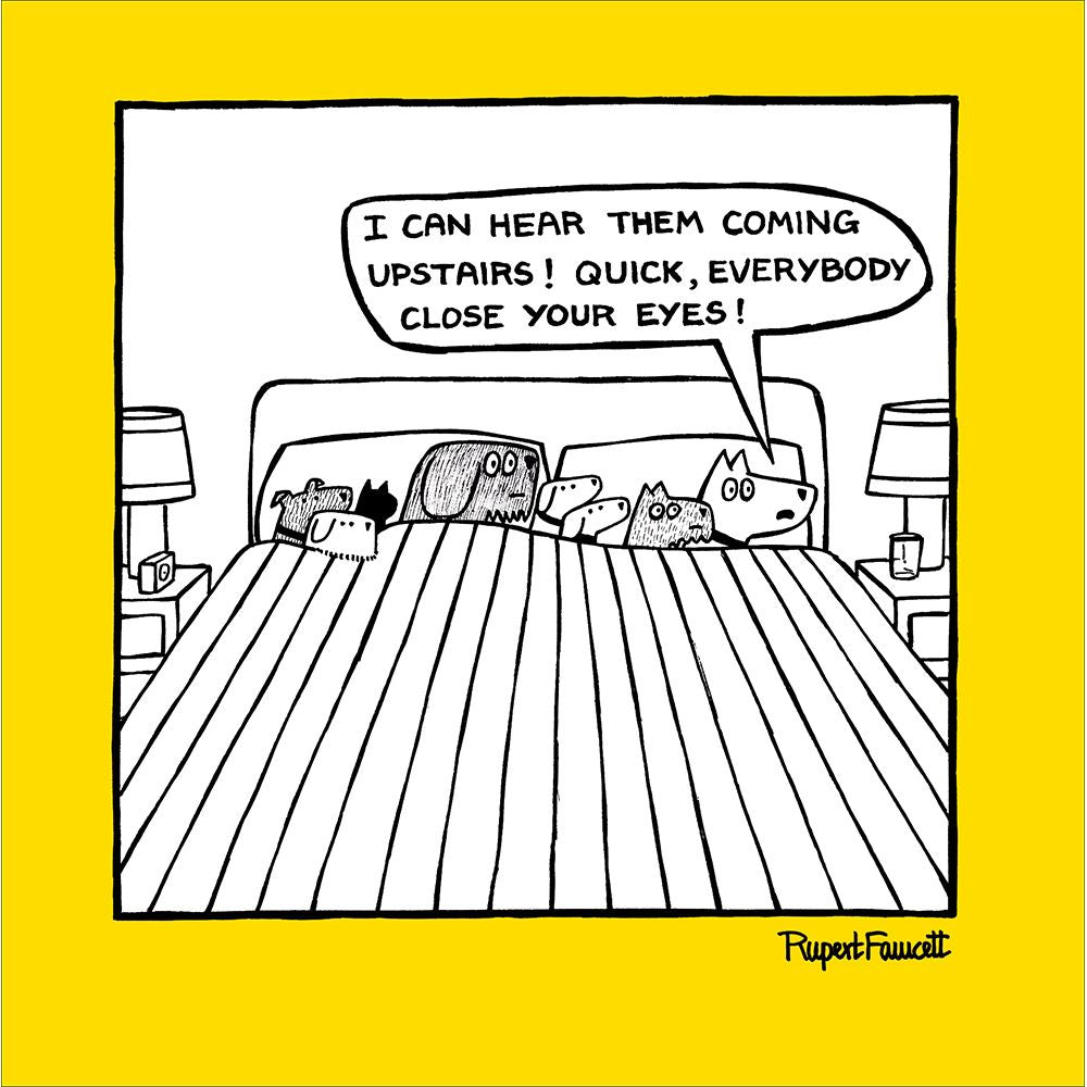 Woodmansterne 8 in the Bed Dogs Funny Blank Card