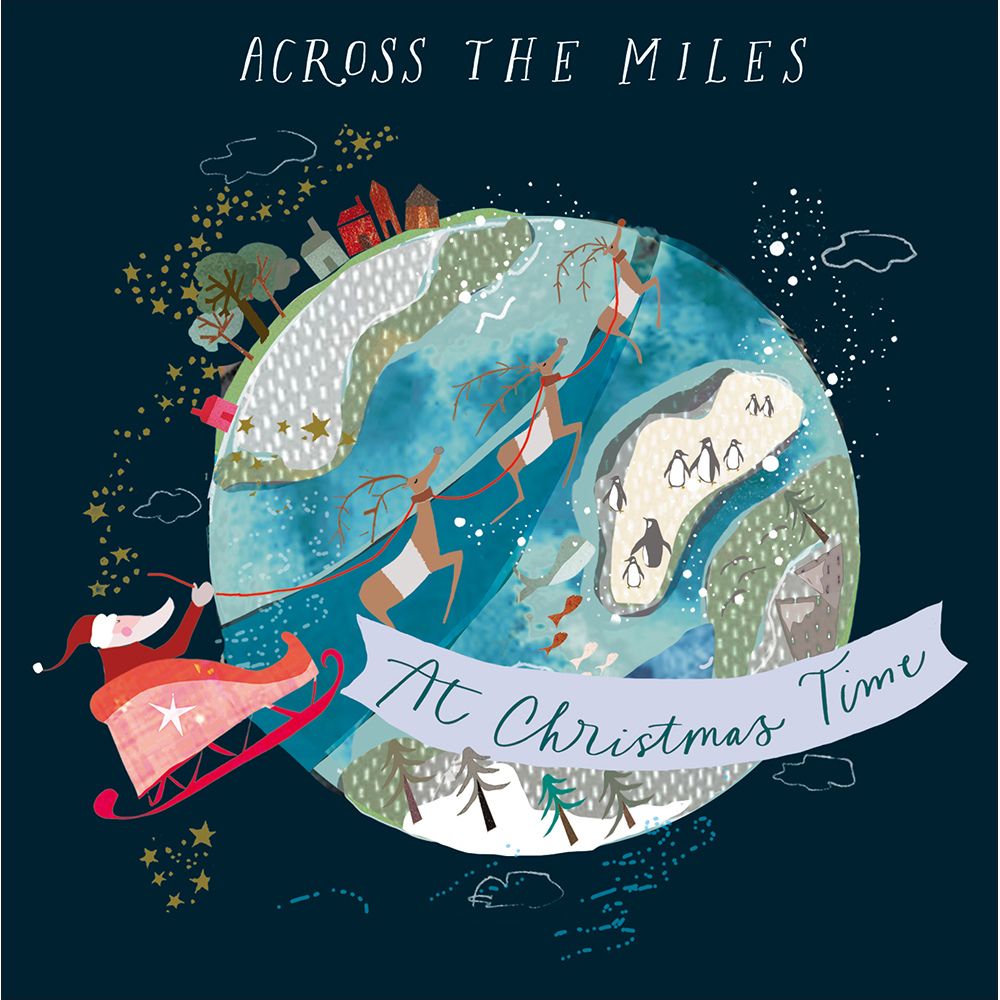 Woodmansterne Across the Miles Santa World Christmas Card