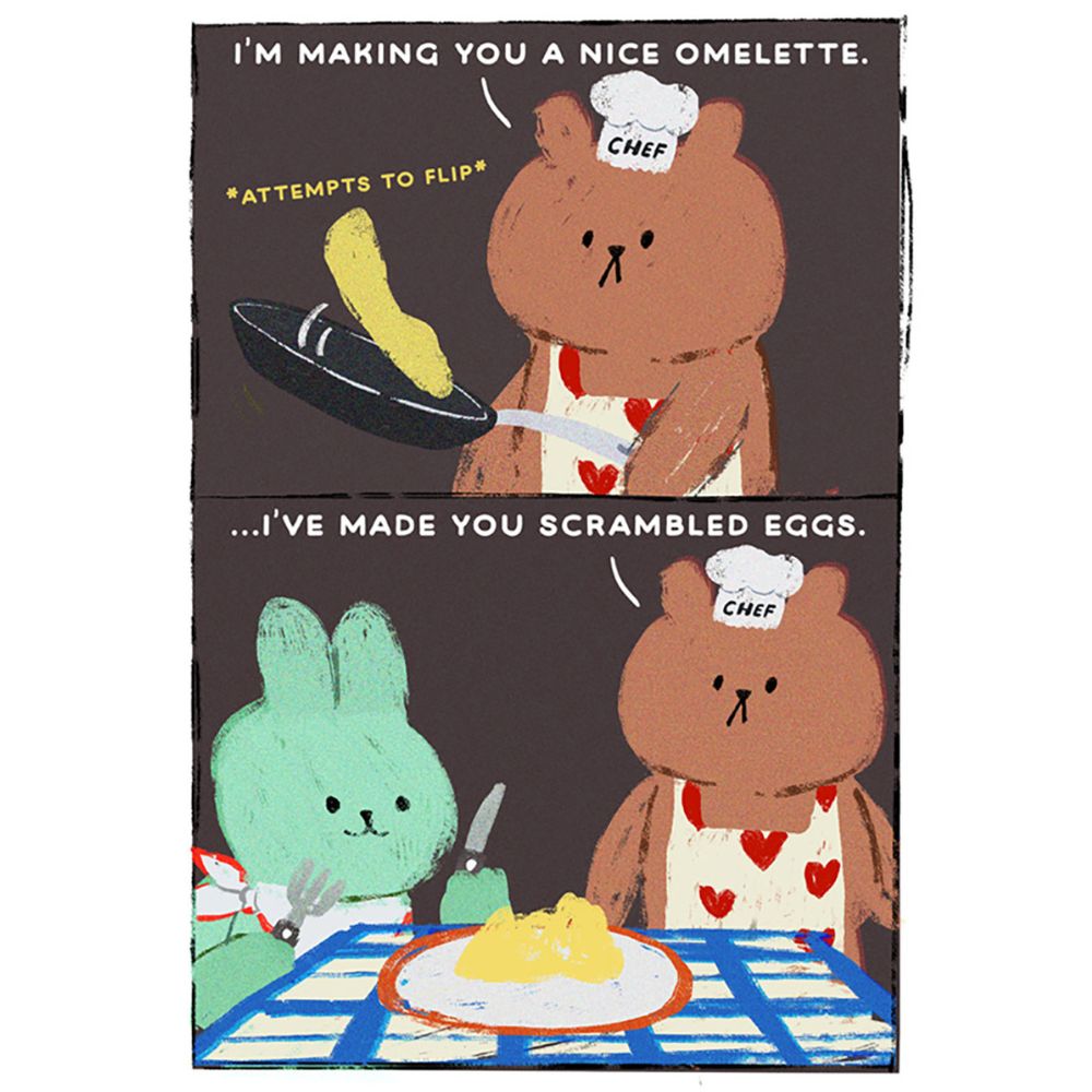 Woodmansterne Bear Chef Omelette Funny Blank Card