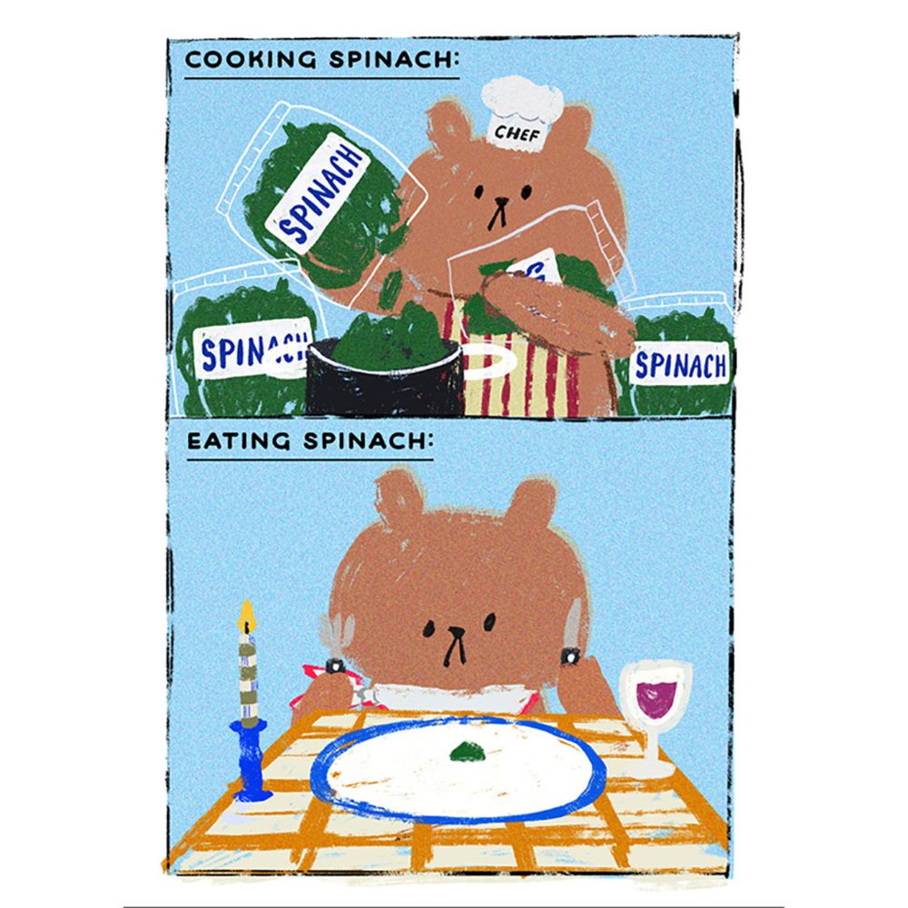 Woodmansterne Bear Chef Spinach Funny Blank Card