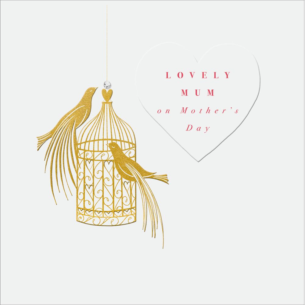 Woodmansterne Birds on Cage Mother's Day Card