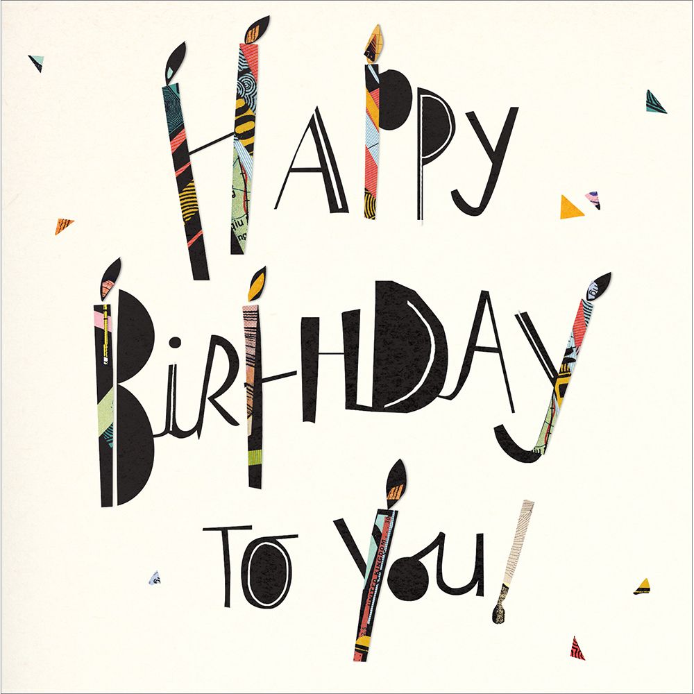 Woodmansterne Black Bold Text Happy Birthday Card