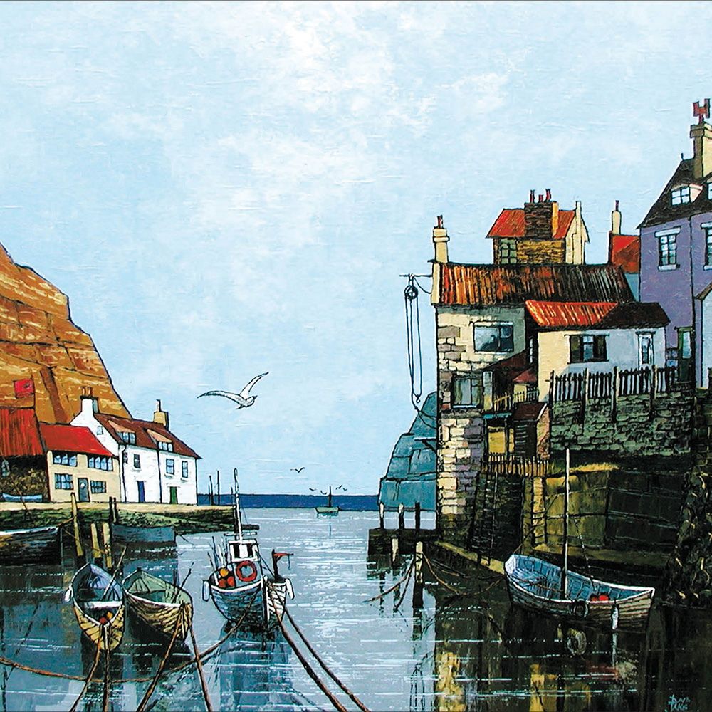 Woodmansterne Boats on the Harbor Blank Card
