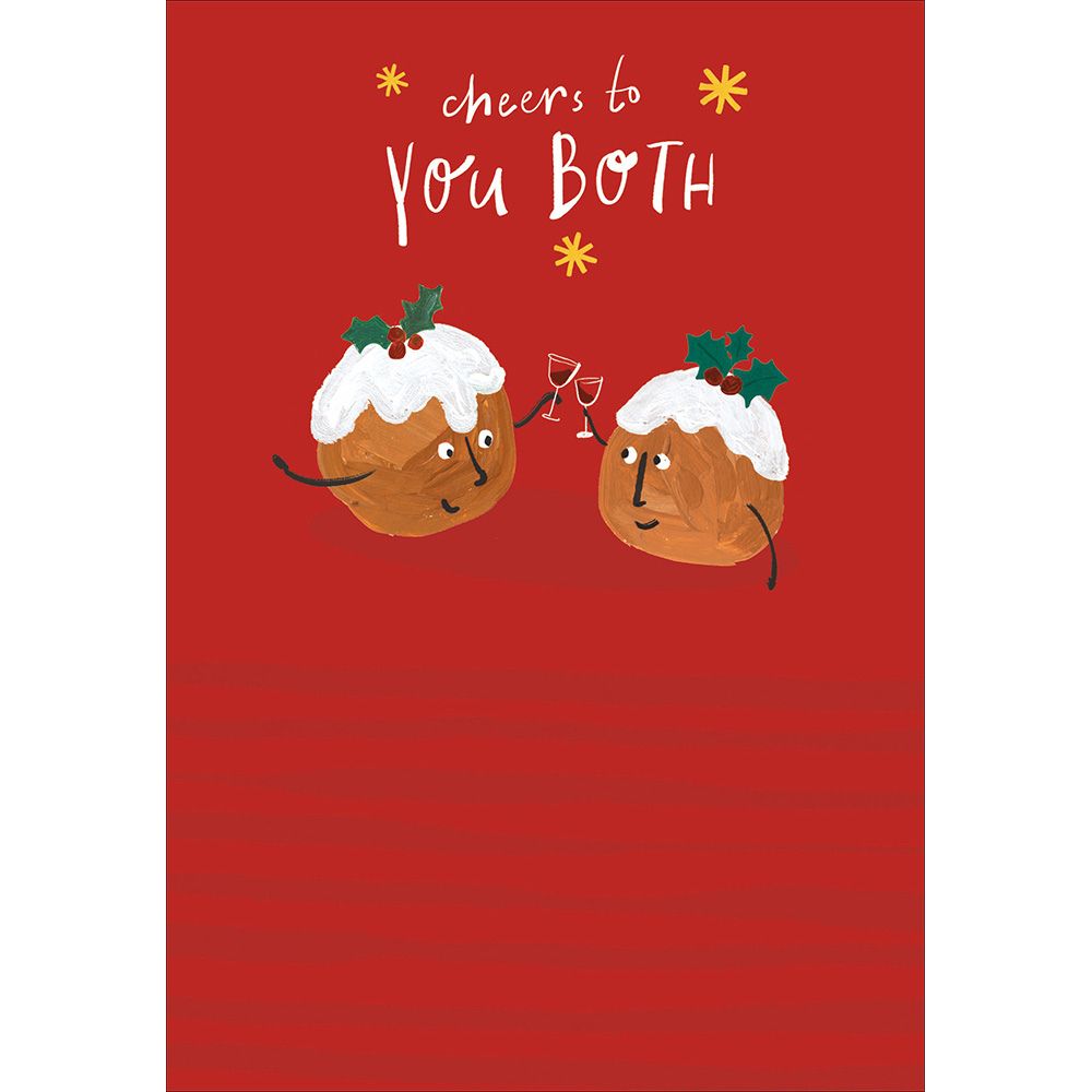 Woodmansterne Both of You Cheers Xmas Puddings Christmas Card