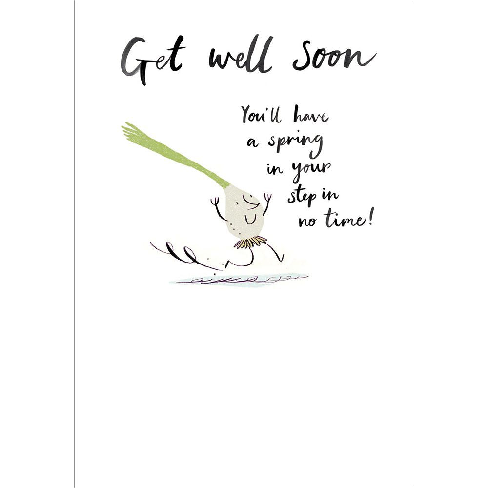 Woodmansterne Bouncing Back Spring Onion Get Well Soon Card
