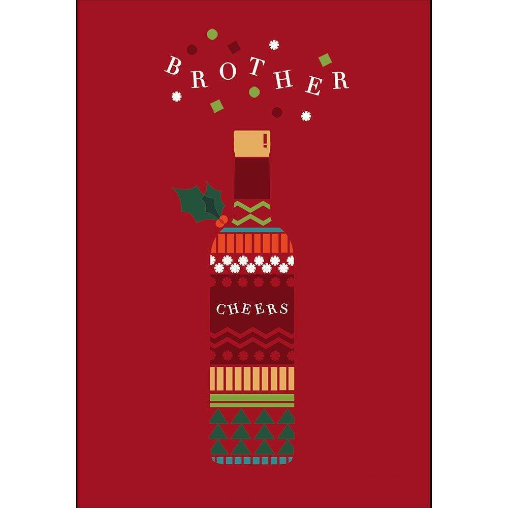 Woodmansterne Brother Festive Wine Bottle Christmas Card