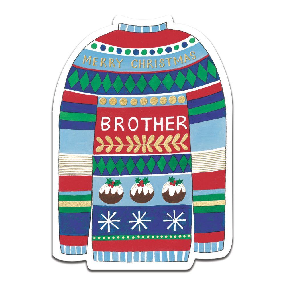 Woodmansterne Brother Stripy Jumper Christmas Card