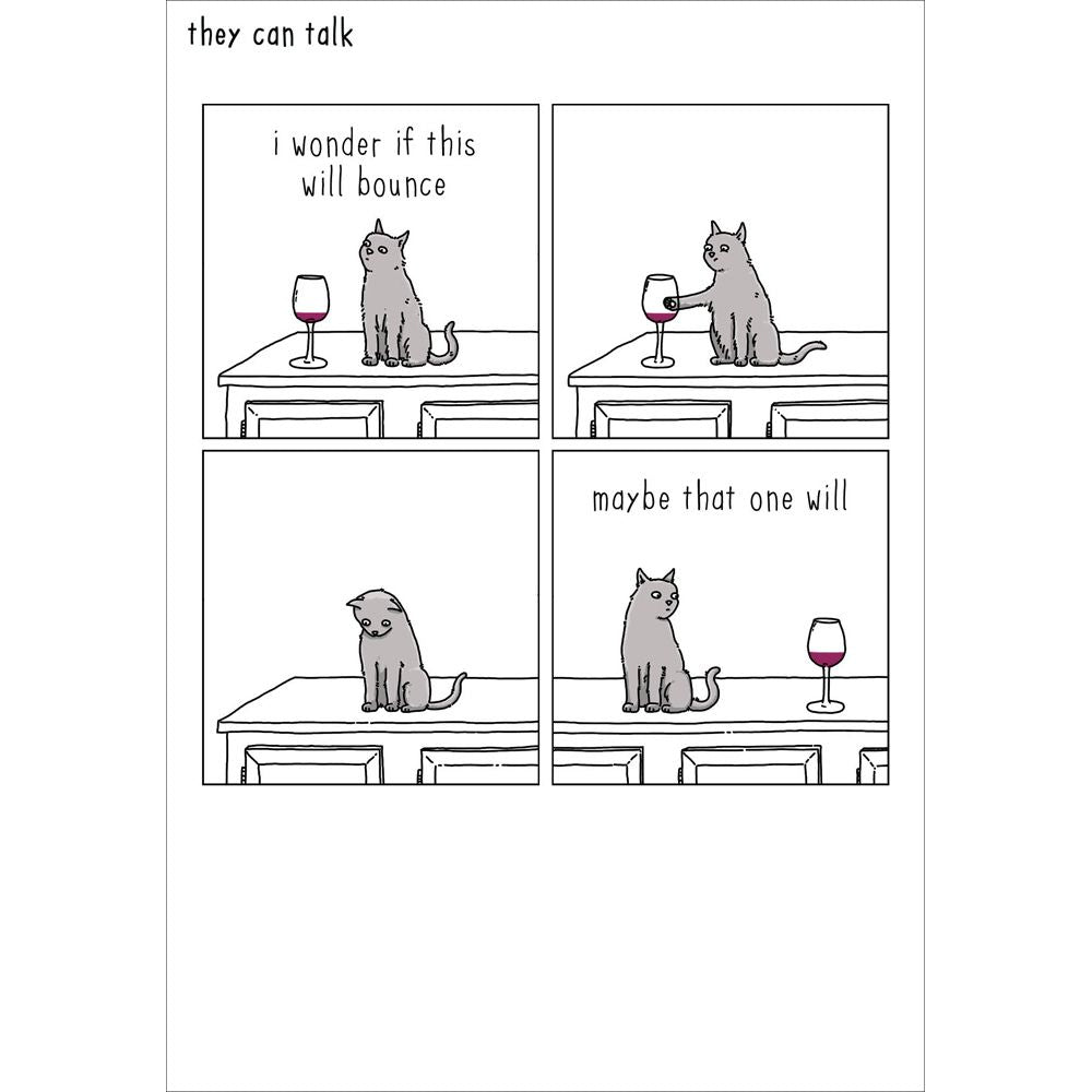 Woodmansterne Cat Will it Bounce Funny Blank Card