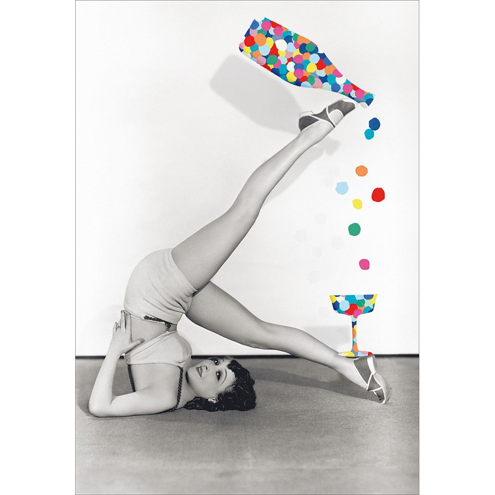 Woodmansterne Champagne High Kicks Funny Blank Card