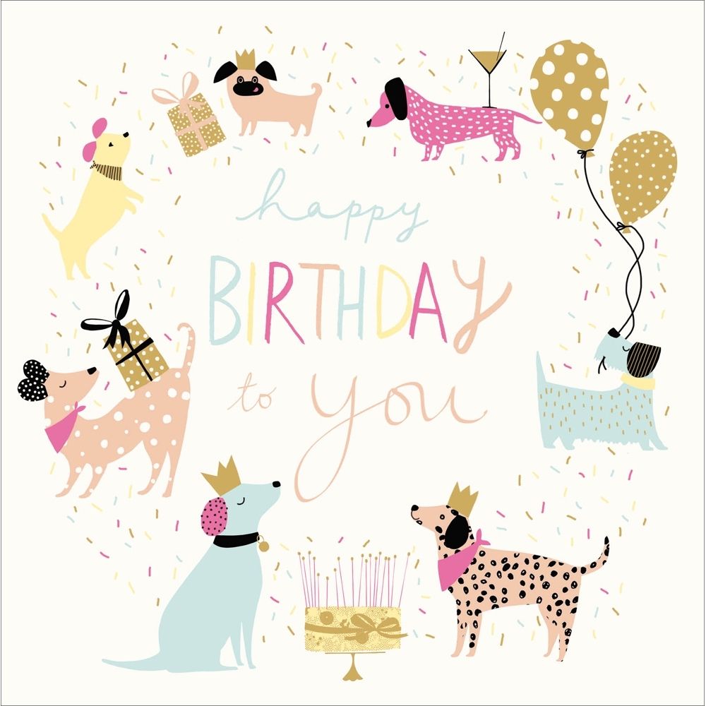 Woodmansterne Colourful Party Pups Birthday Card