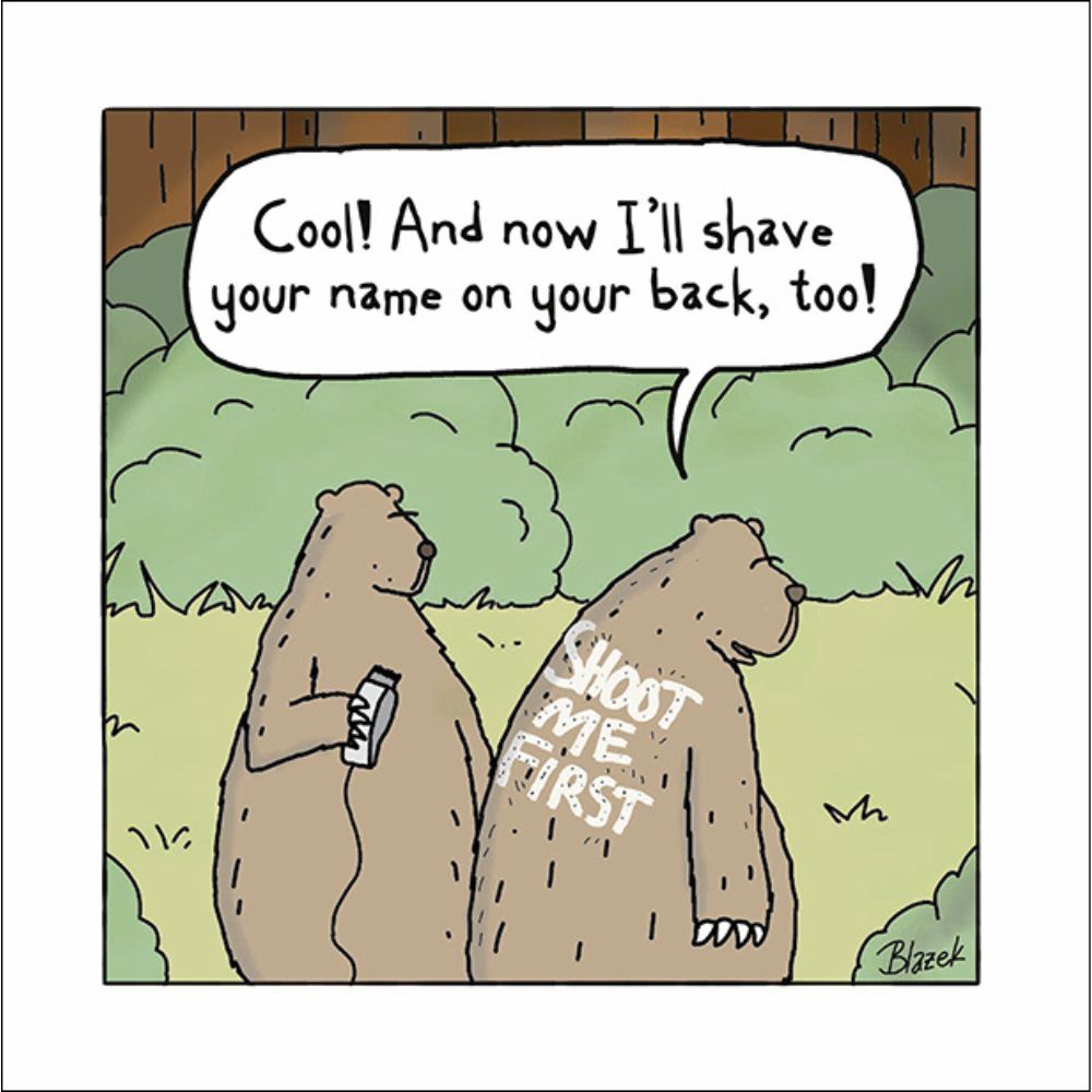 Woodmansterne Cool Bears Shaved Funny Blank Card