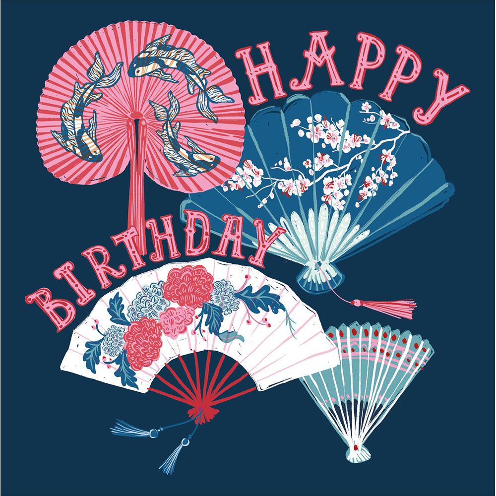 Woodmansterne Cool Breeze Koi Fish Fans Birthday Card