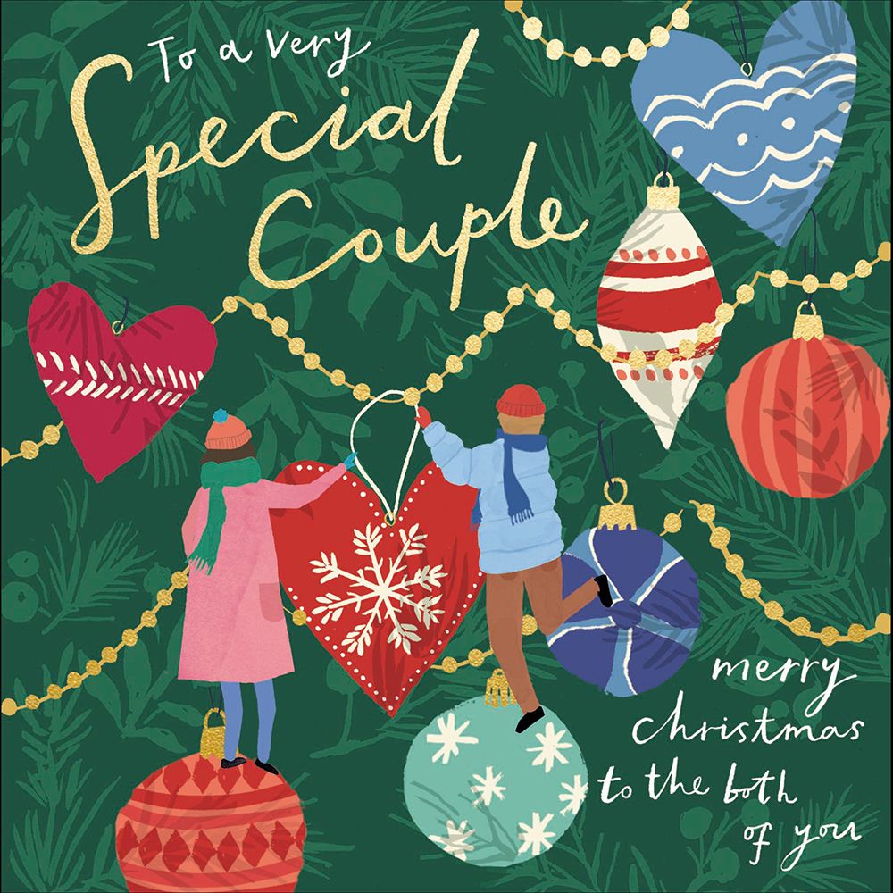 Woodmansterne Couple Hanging Baubles Christmas Card