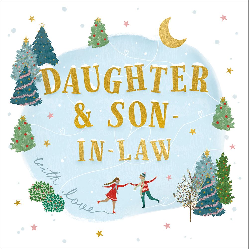 Woodmansterne Daughter & Son in Law Ice-Skating Christmas Card
