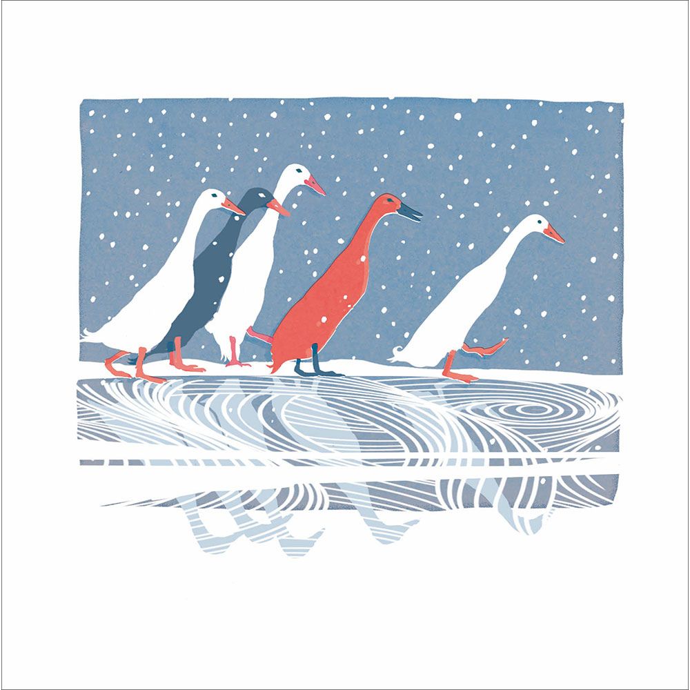 Woodmansterne Ducks on Ice Christmas Card