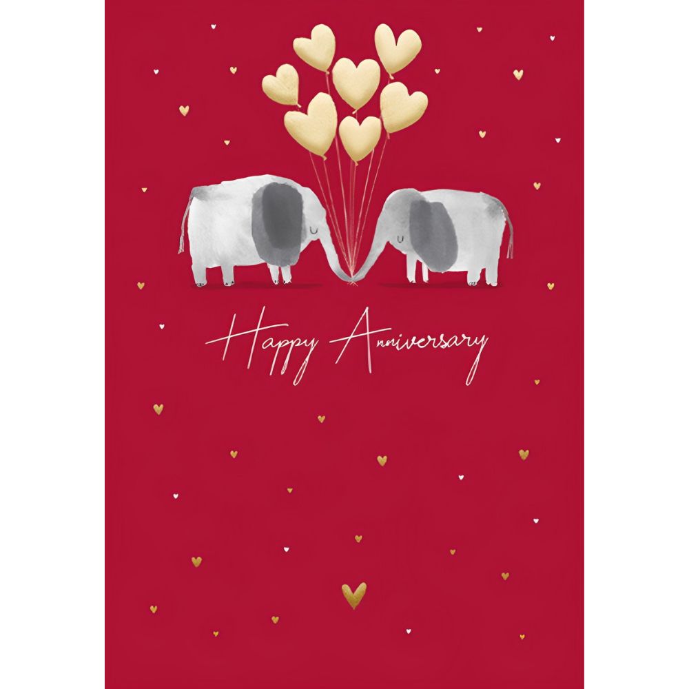 Woodmansterne Elephants Heart Balloons Anniversary Card