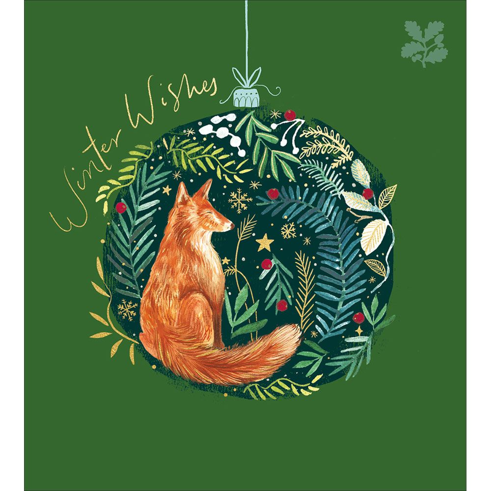 Woodmansterne Festive Fox Bauble Christmas Card