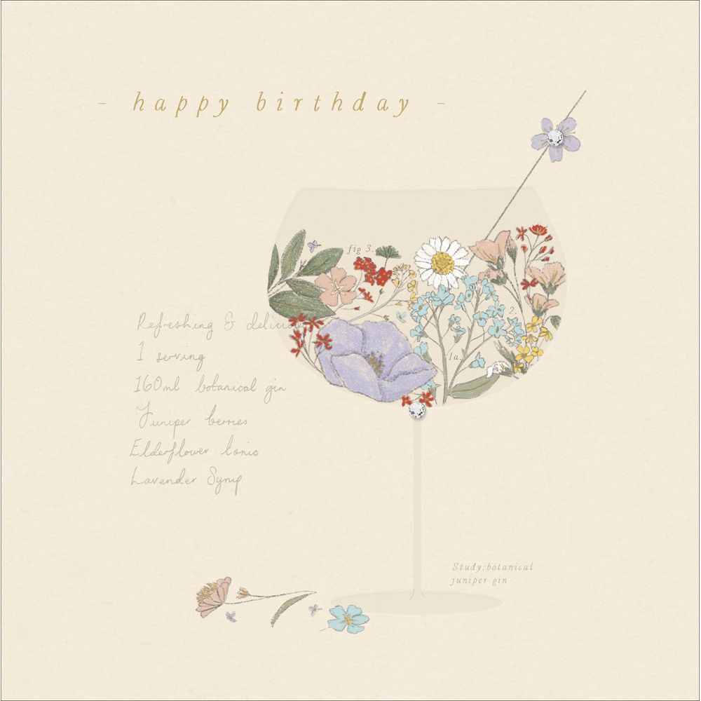 Woodmansterne Floral Cocktail Cheers Birthday Card
