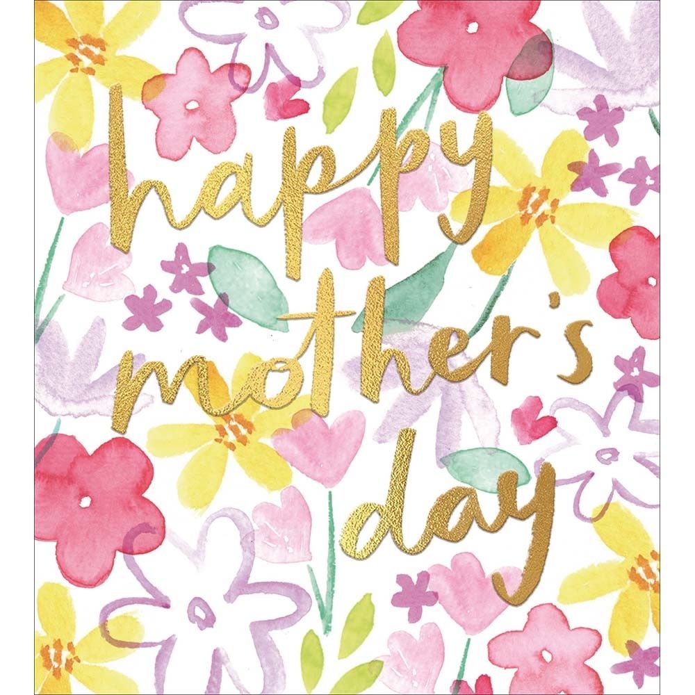 Woodmansterne Floral Gold Text Mother's Day Card