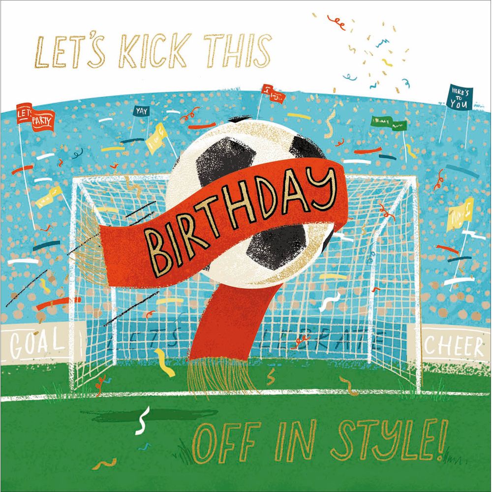 Woodmansterne Footy Kick It Happy Birthday Card