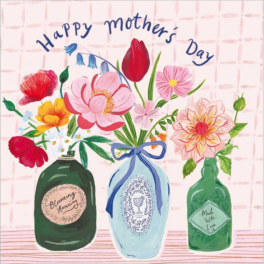 Woodmansterne Gin Bottle Flowers Mother's Day Card