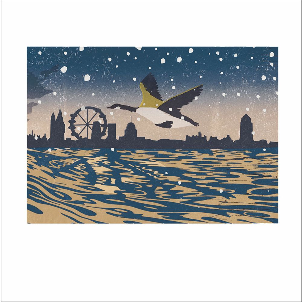 Woodmansterne Goose Over River Thames Christmas Card