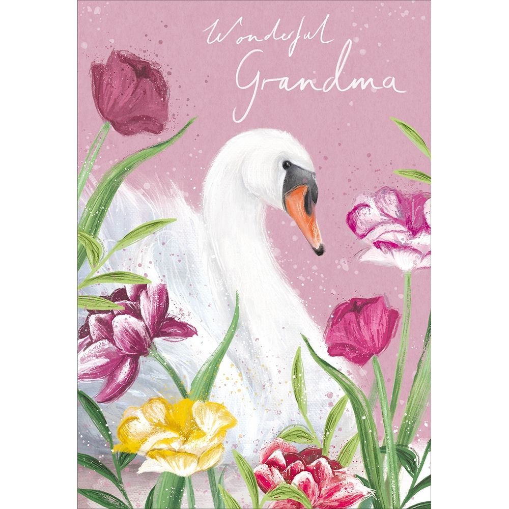 Woodmansterne Grandma Swan & Flowers Card